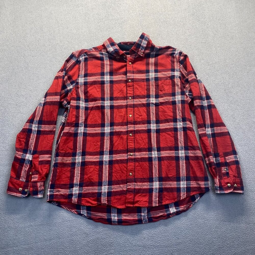 Merona Tartan Flannel Casual‎ Button Up Shirt Mens Size XXL Red Cotton